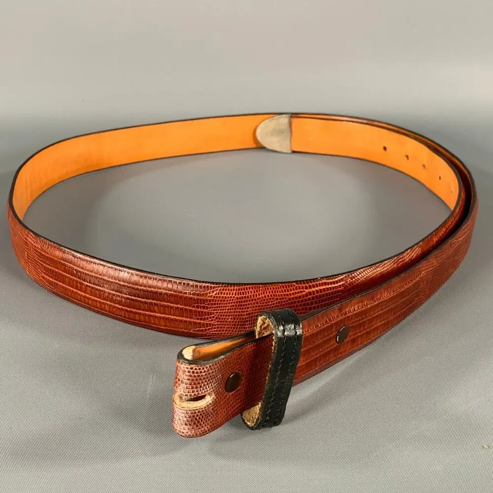 JAMES REID Brown Lizard Leather Belt